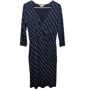 EUC Boden Cressida Faux Fixed Wrap Dress Blue Dots Size US 2R